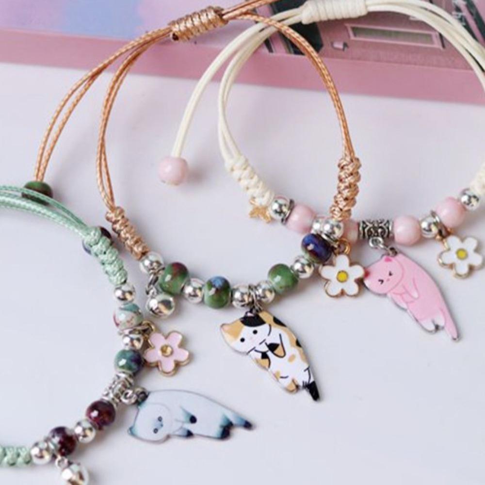 Модный шарм Милый браслет с животными Регулируемые браслеты дружбы Тренд Мультяшный браслет с кошкой Детский