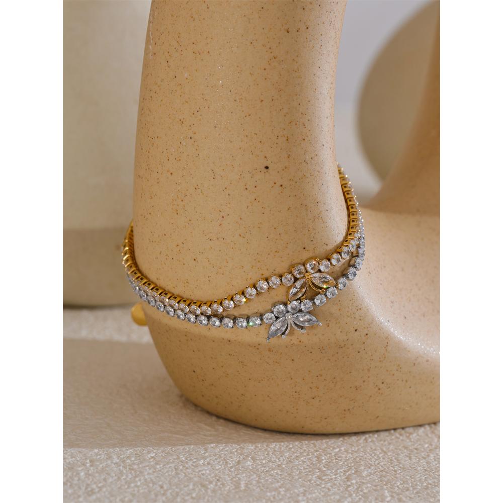 Eetit Высококачественные аксессуары, блестящий браслет-бабочка из кубического циркония, изящные ювелирные изделия из нержавеющей стали золотого и серебряного цвета