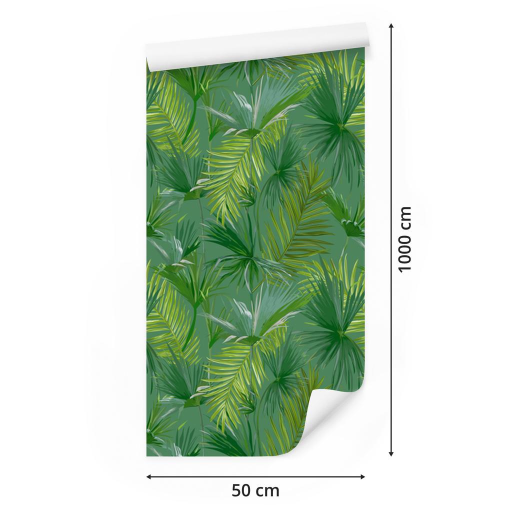 Green leaf motif wallpaper for living room and bedroom 50x1000