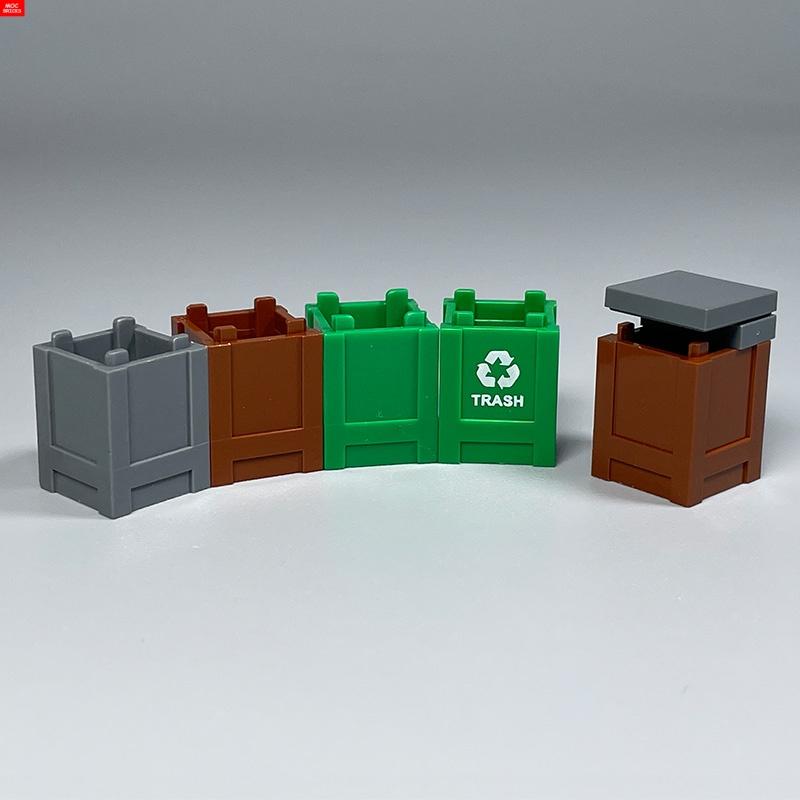 Нетоксичный Контейнер Moc Bricks Квадратный Экологичный Мусорный Ящик Мусорка Офисная Домашняя Сцена Пластиковые Аксессуары Строительные Блоки Детские Игрушки