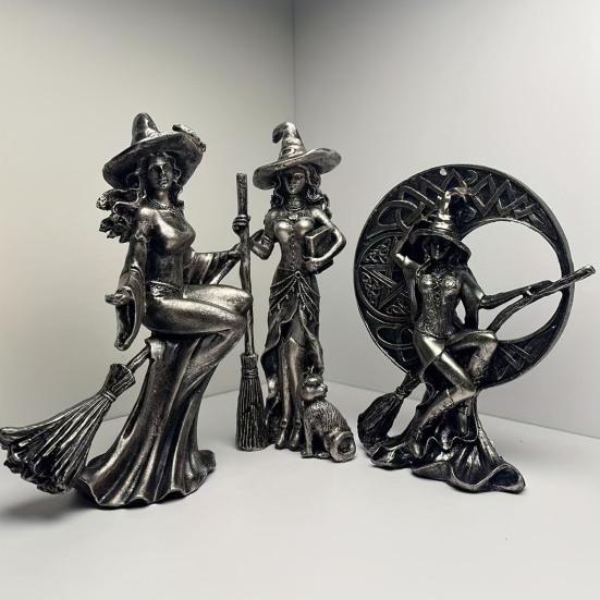 Sexy Witch Figurine Gothic Witch Ornament Desktop Decorative Witch Sculpture Gift for Witches Lovers Cabinet Mantel Decoration