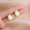 Geometry White Color Square Stud Earring for Women French Retro Elegant Korean Sweet Ear Wedding Party Jewelry Girl Friend Gift