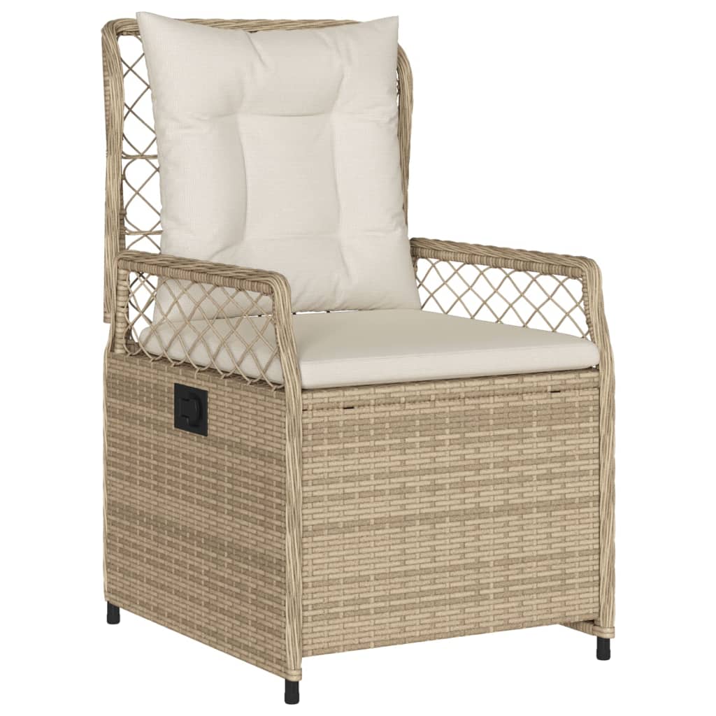 5 Piece Outdoor Dining Set with Cushions Beige Poly Rattan