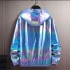 Женские топы большого размера, летние крутые светоотражающие ветрозащитные ветрозащитные ветровки, модный многоцветный водонепроницаемый плащ, пальто с капюшоном для женщин