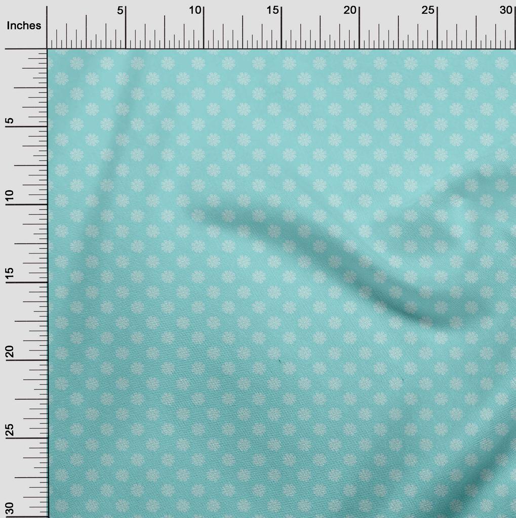 oneOone Cotton Poplin Aqua Blue Fabric Asian Ornamental Diy Clothing Quilting Fabric Print Fabric By Yard 42 Inch