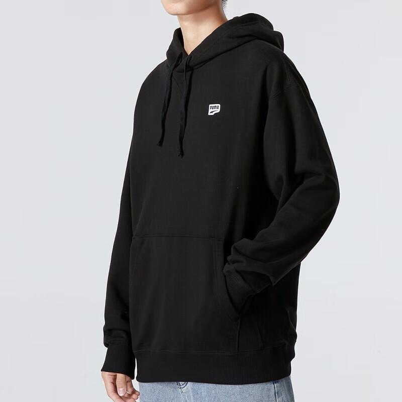 Puma Сплошной цвет пуловер на шнурке с капюшоном Мужская толстовка с капюшоном черный 537750-01