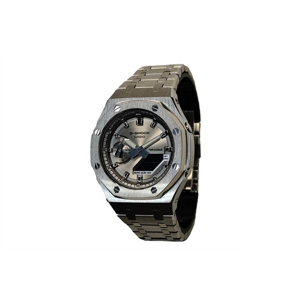 CASIO Men Liquid Crystal,Analog Dual Display Series 44mm White Watch GA-2100SB-1A(Watch3--)