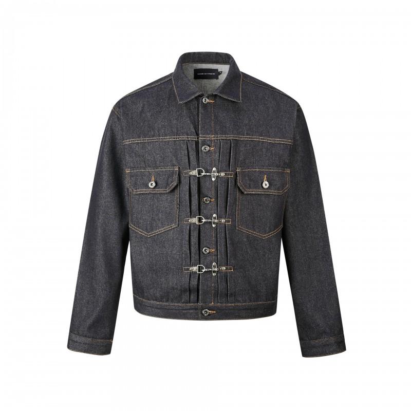 Mens Womens Retro Streetwear Denim Collar Jacket With Snap Button Loose Fit Cotton Blend Outerwear Fall