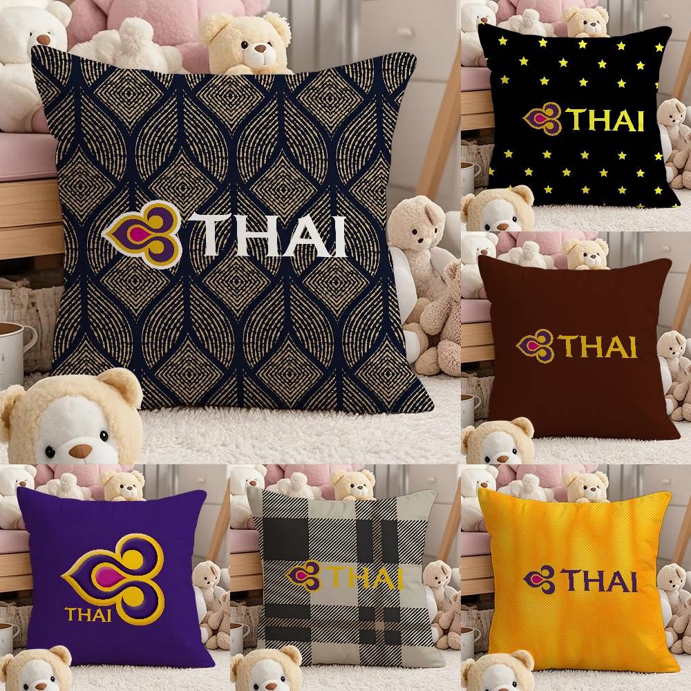 Чехол для подушки Thai Airways International Уютный диван-кровать Шелковистый Элегантный Невидимая молния Индивидуальный Декоративный чехол для подушки