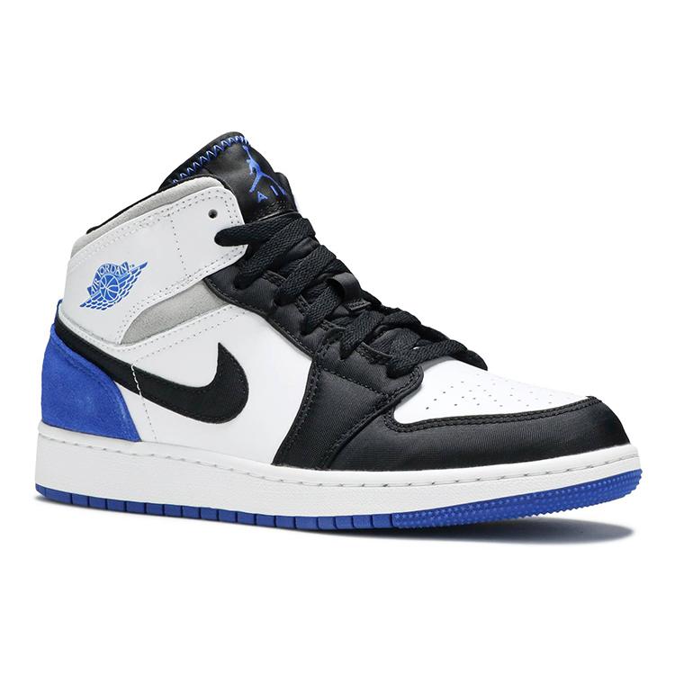 Jordan 1 Mid SE Белый Черный Королевский GS BQ6931-102