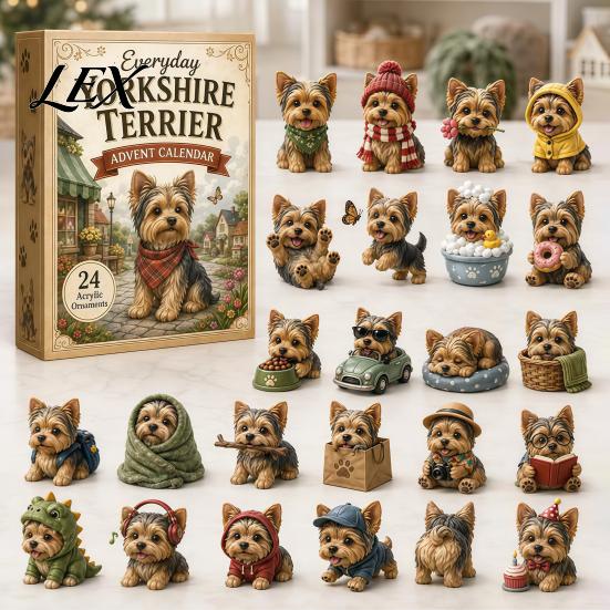 Holiday Decoration for Home 2026 Dog Christmas Advent Calendar, 24 Days Puppy Figures Countdown Calendar Lovers 2D Acrylic Cute Collectible Ornaments