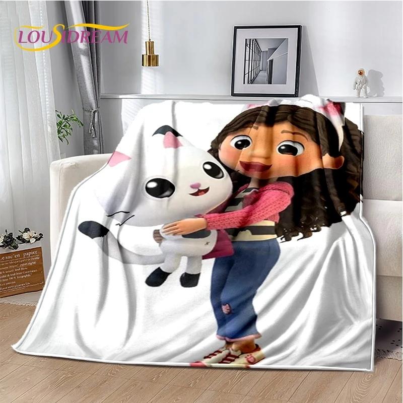 Мультяшный милый кукольный домик Gabbys для девочек, мягкое фланелевое одеяло для кровати, спальни, дивана, пикника, плед для детей, отдыха на свежем воздухе, подарок