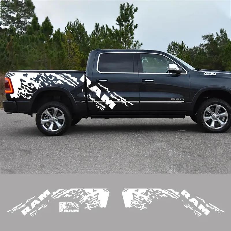 Наклейки на борт пикапа Для Dodge RAM 1500 Rebel Графика для грузовика Декор в стиле Splash Grunge Наклейка на багажник Виниловая накладка Автоаксессуары