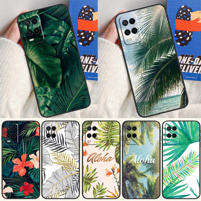 Летнее растение Пальма Зеленый Лист Алоха Для Oppo A54 A57 S A78 A58 A98 A5 A9 A91 A15 A16 A17 A52 A72 A76 A96 A74 A94 A77 Чехол для Телефона