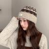 Новая вязаная шапка в стиле Fair Isle для женщин на осень и зиму, свободная, для большого обхвата головы, теплая шапка для защиты ушей, открывающая лицо, шерстяная шапка