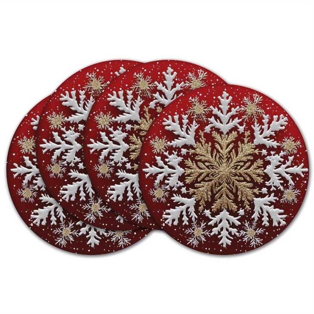 38cm Table Mats Santa Claus snowflakes Christmas Decor Tablecloth Creative Christmas Placemat