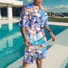 European and American cross-border new animation 3D digital original god printing men's T-shirt shorts set wholesale, short-sleeved set