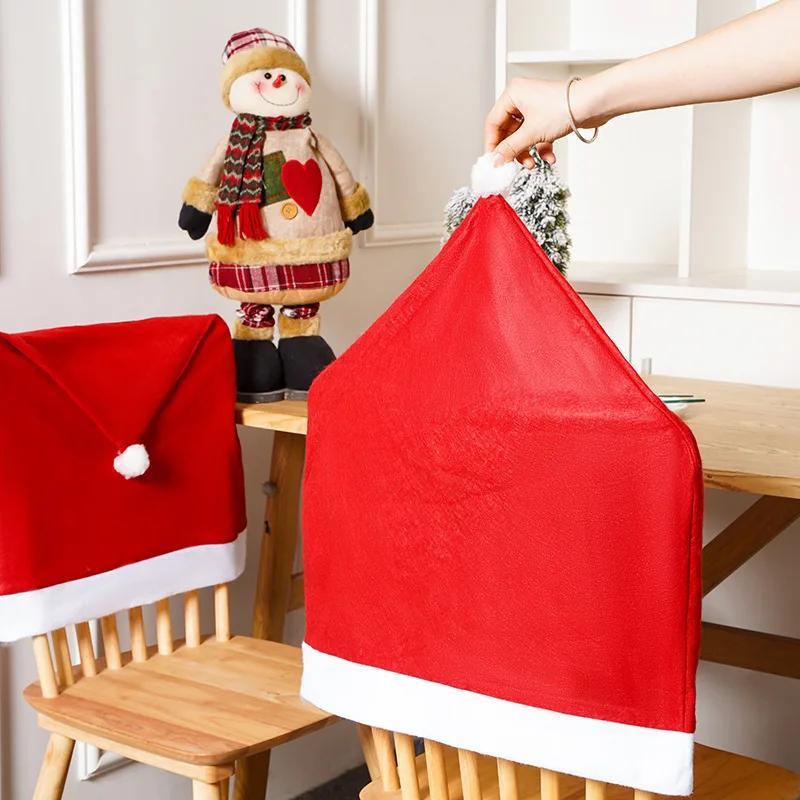 Christmas Chair Cover Red Non-woven Chair Cover Christmas Table Decoration Dining Chair Cover Christmas Party Party Supplies