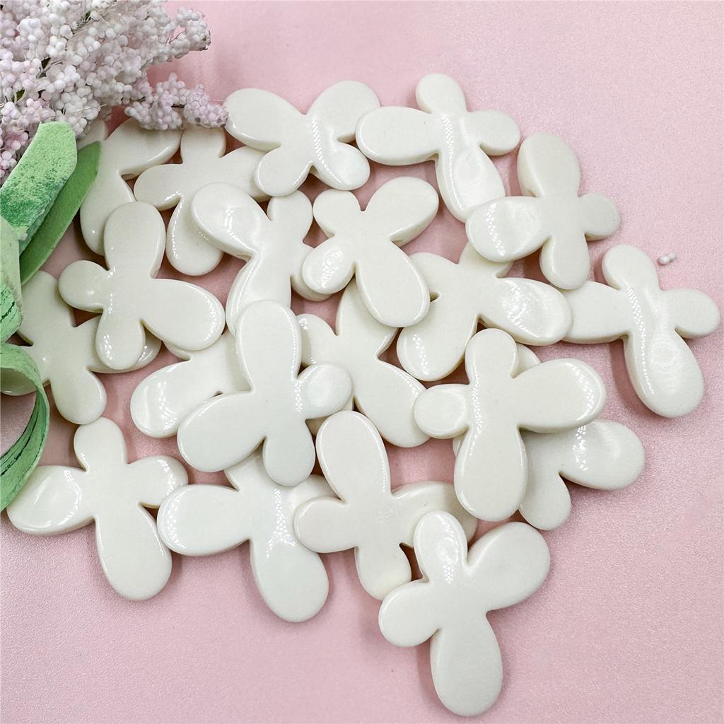 Высококачественные акриловые серьги-бусины для самостоятельного изготовления, аксессуары для телефонной цепочки, 20 шт., бусины ручной работы, кремовые бусины-бабочки, макароны 21,5 x 29,2 мм