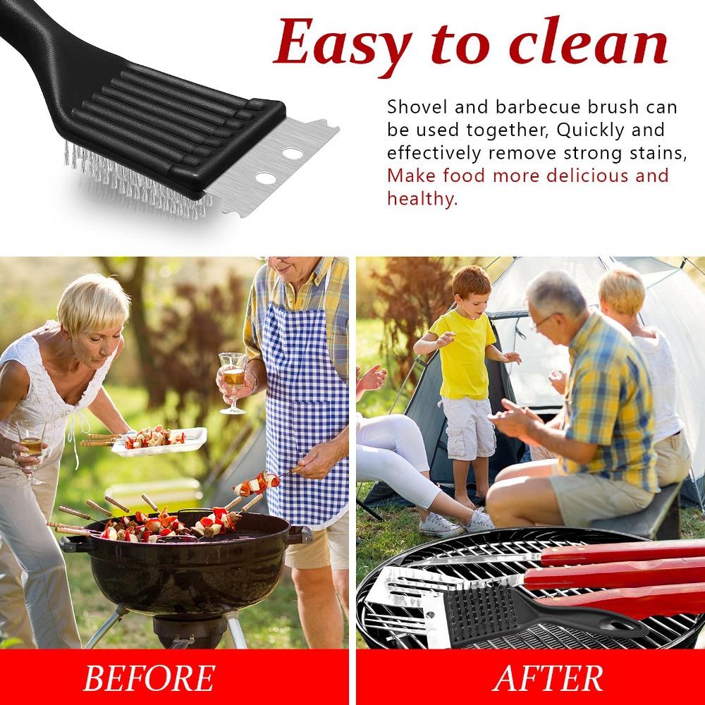 Outdoor Grill Brush and Scraper,Barbecue Grill Cleaning Brush Stainless Steel Wire Grill Brush BBQ Cleaner Accessories