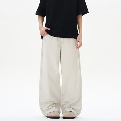 Весенне-летние выцветшие джинсы для мужчин и женщин, парные, свободные, прямые, повседневные брюки