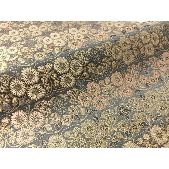 Used Heiwaya Kimono - Nishijin textile, Kageyama textile, Hakuya Seibei, full pattern bag obi, plant dyed, flower pattern, gold thread, pure silk,