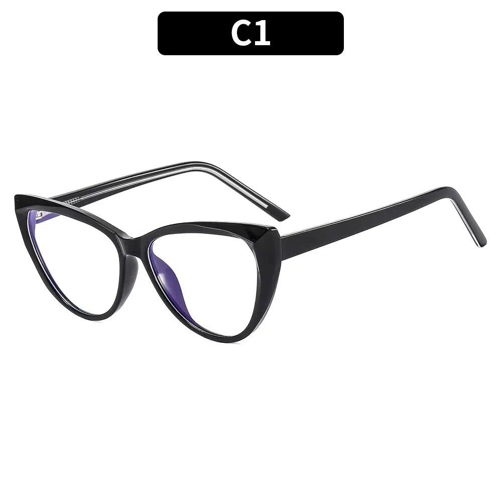Fashion Fake Cat Eye Blue Light Eyeglasses Ultralight TR90 Frame Eyewear for Women Computer Glasses Anti Glare & UV Glasses