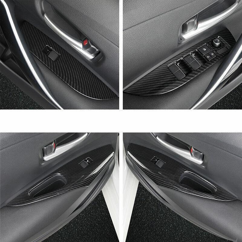 Carbon Fiber Window Lift Panel Switch Cover Trim For Toyota Corolla 2020-2023