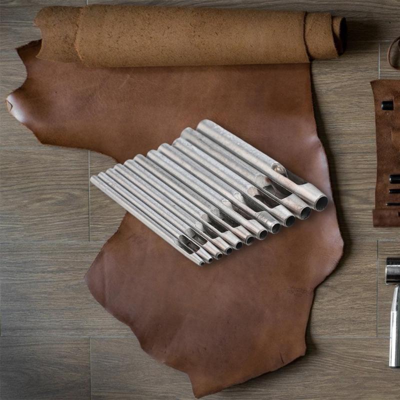 6Pcs Leather Craft Hole Puncher Round Hollow Punches Cutter Tool Leathercraft Hole Puncher Tool for Belt Watch Straps