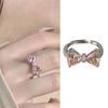 Lady Open Ring Cubic Zirconia Bow Shape Smooth Polished Finger Jewelry Daily Prom Party