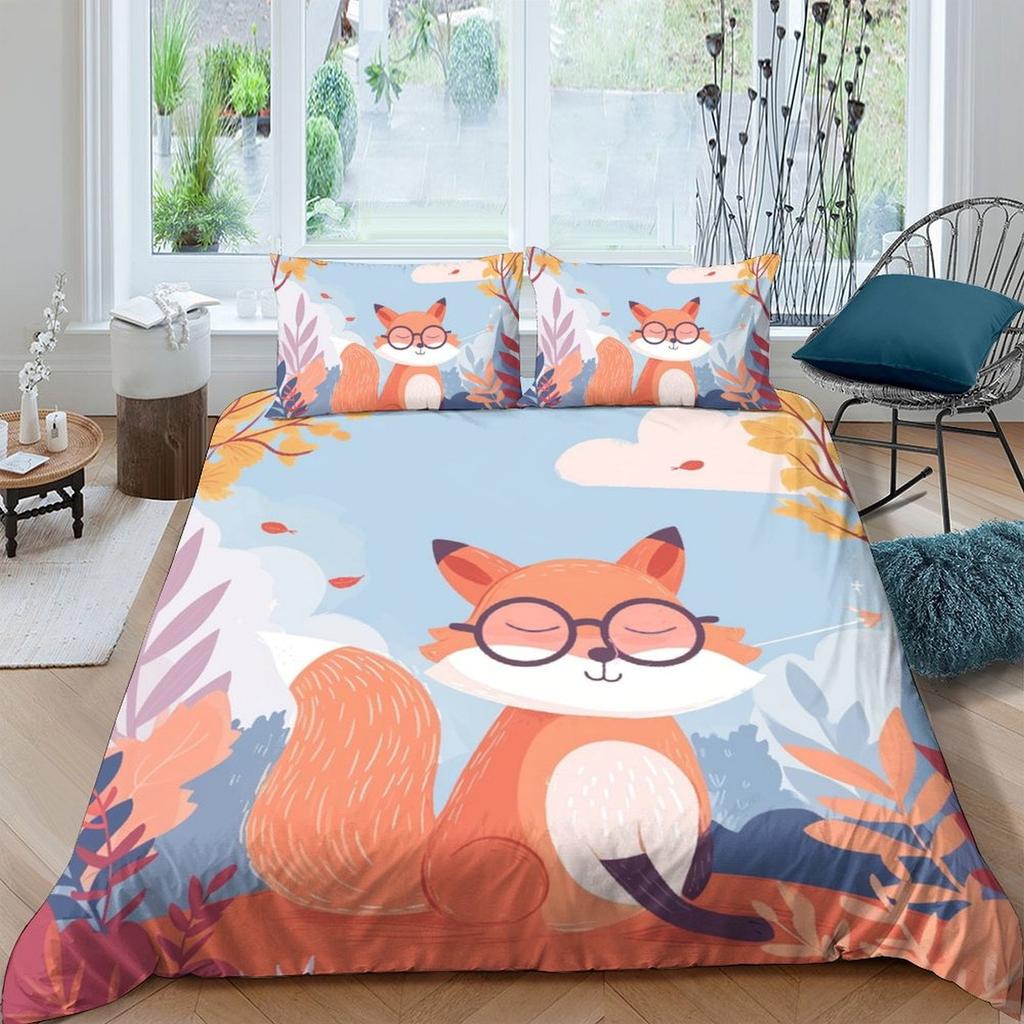 Fox Printed Duvet Cover Quilt Cover Bedding Set Comforter Covers For Childrens Kids And Adults Warm Soft Comfortable Breathable