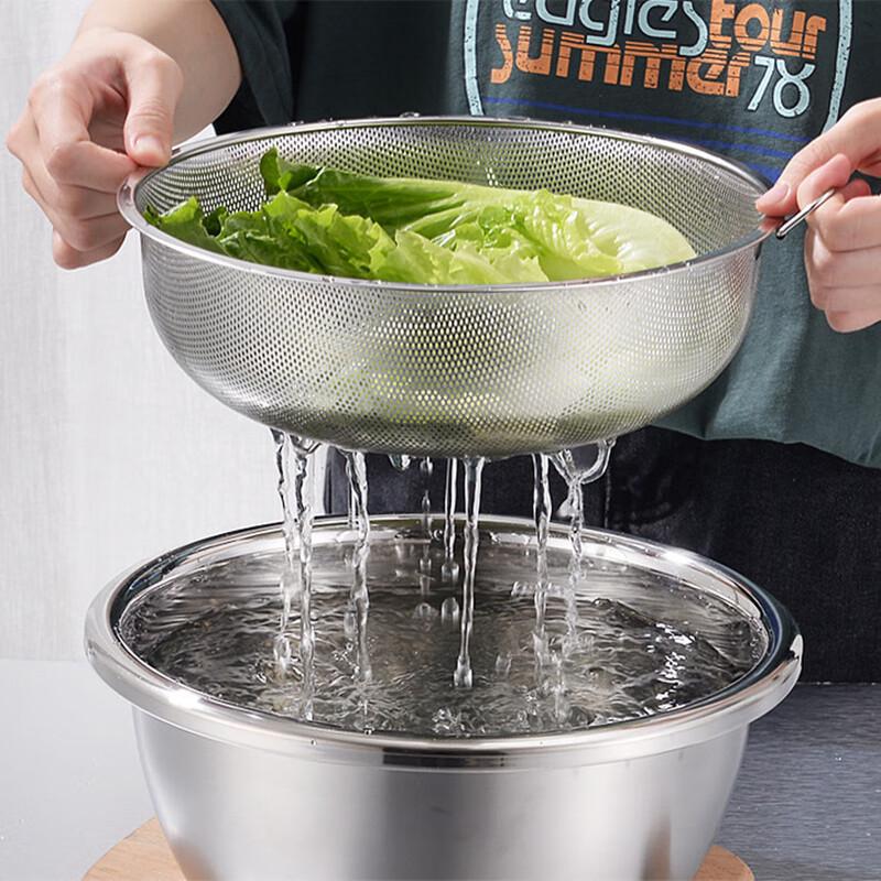 Xisencu Thickened Stainless Steel Colander with Handles and Feet