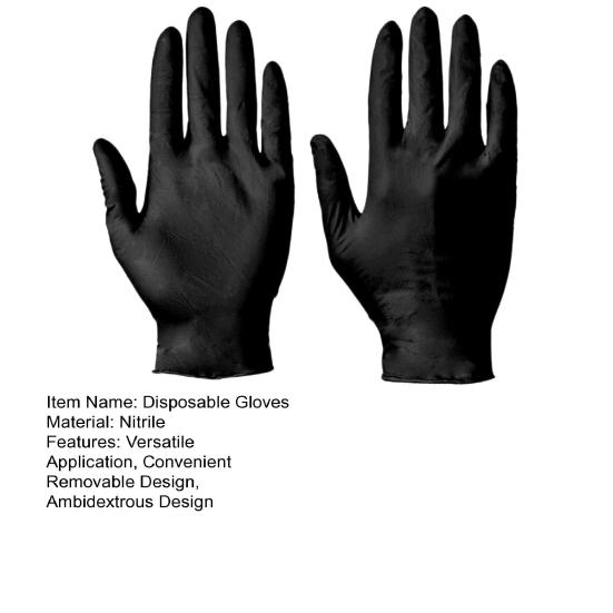 100Pcs Black Nitrile Disposable Gloves Medical Exam Latex Powder-Free Food Safe Textured Fingertips