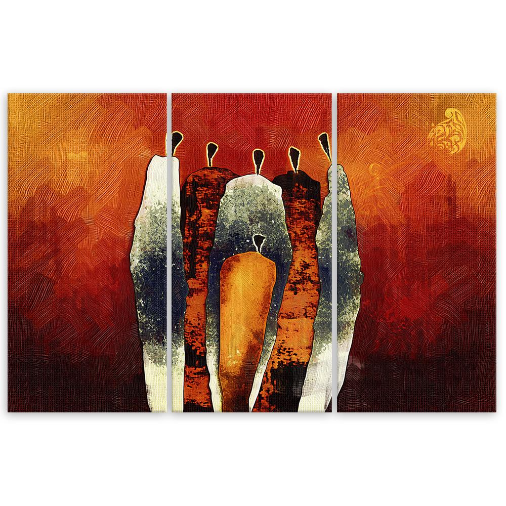 Картина из трех частей, печать на холсте, африканское племя людей