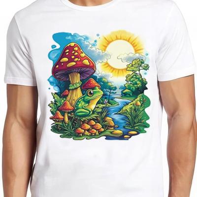 Mushroom Dream Frog T Shirt Psychedelic Research Volunteer Hippie  Vintage Washed Unisex Streetwear Graphic