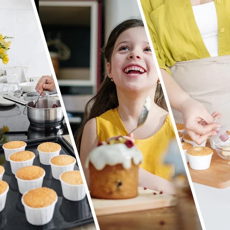 50pcs Large Cupcake Paper Cup Oilproof Cupcake Liner Baking Cup Tray Case Wedding Party Cake Stand Silicone Molds