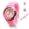 Силиконовый желеобразный ремешок с цветочным циферблатом, спортивные часы, мужские и женские кварцевые наручные часы