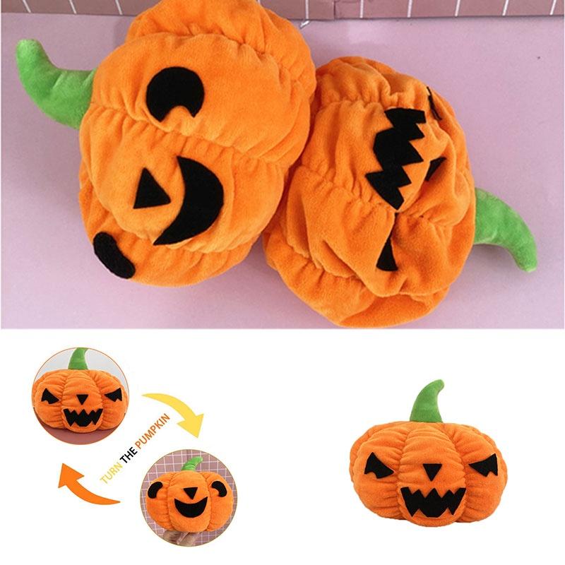 Adorable Reversible Pumpkin Plush Toy Perfect Halloween Gift Customizable Doll