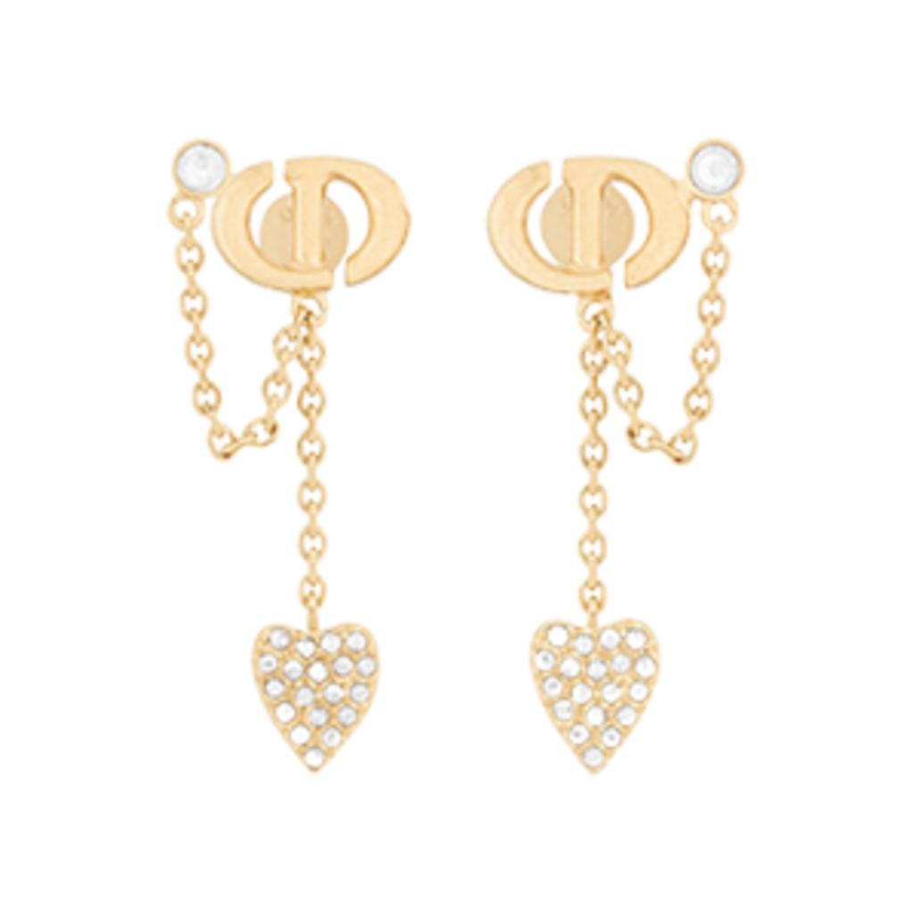 Dior Heart Chain Pendant Earrings Women earrings Gold E3704WOMCY-D03S