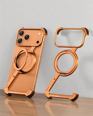 Чехол для телефона Oatsbasf для iPhone 17 Pro/Pro Max/17 Air 16 15 14 13 Pro Max с вращающейся на 360° подставкой, металлический безрамочный, защитный, противоударный, с Magsafe