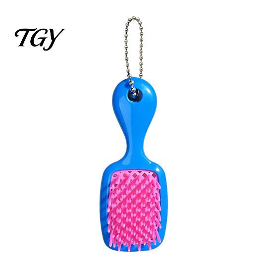 Compact Hair Tool Mini Brush Keychain Pendant, Scalp Massage with Comb Backpacks Pendant Bead Chain, Plastic Styling Charm for Handbags
