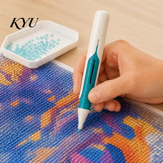 Art Hobby Supplies Automatic Bead Dispenser, Faux Diamond Pen with Ergonomic Grip, Precision Dispenser Wax-Free Applicator Tool for Round Diamonds,