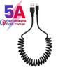 Mobile Phone Charging Cables USB Type C Cable 5A Fast Charger Cable Spring Type-C Data Cable