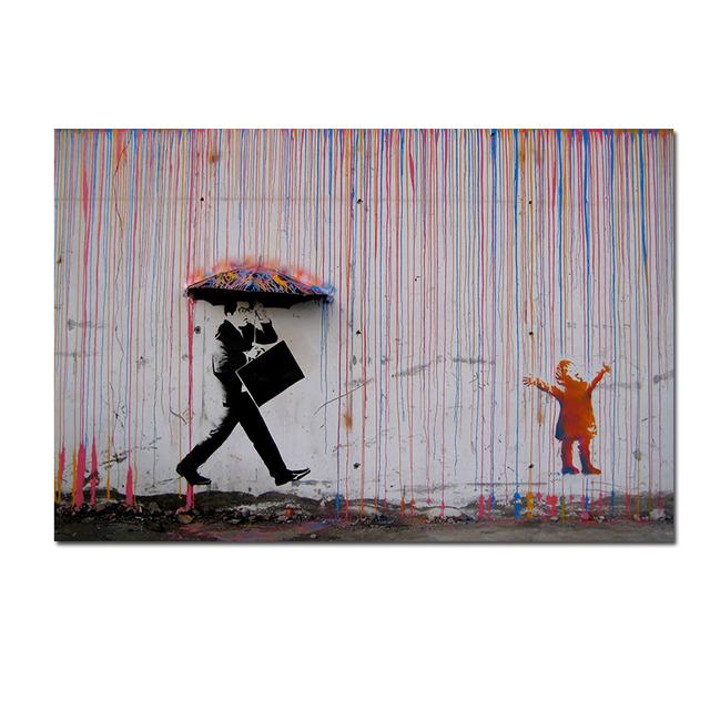 Бэнкси искусство красочный дождь уличное искусство граффити холст картина печать плакат Современная гостиная настенная картина