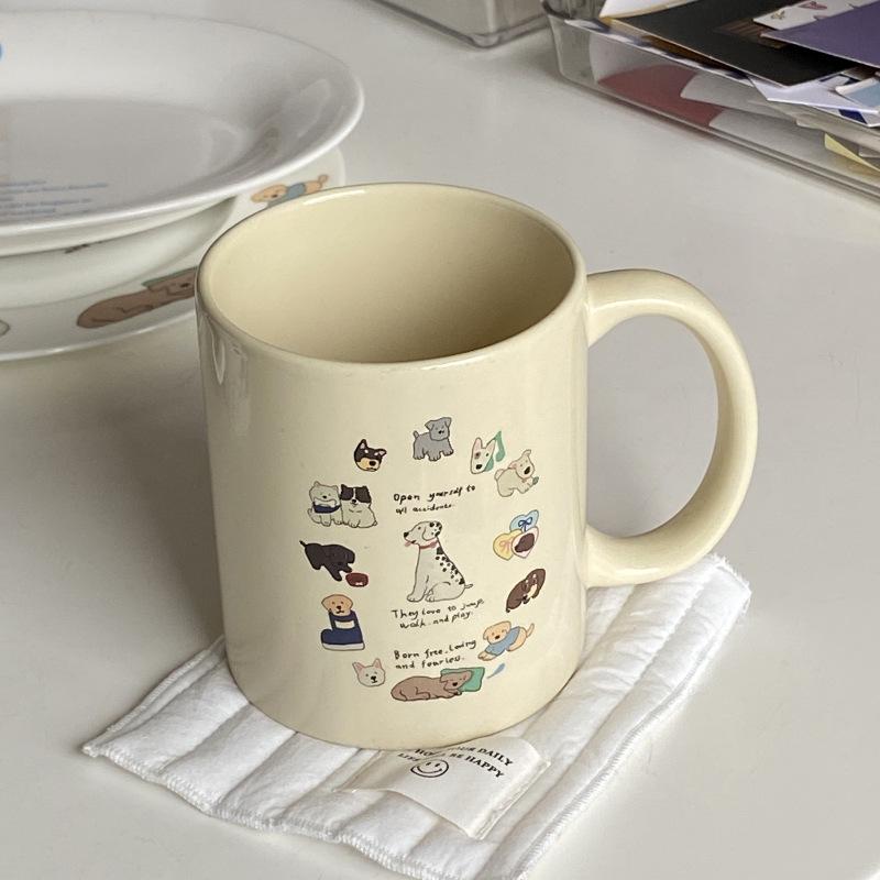 Original Atmosphere Niche Bone China Children'S Fun Puppy Ceramic Cup Shallow Plate Set Coffee Cup Gift Box