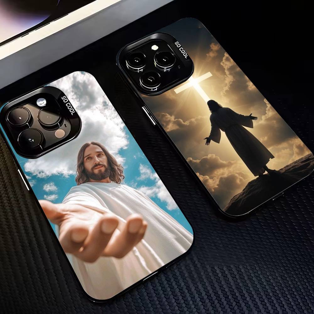 Святой И-Иисус Х-Христос JC Чехол для телефона для iPhone 17,16,15,14,13,12,11 Plus,Pro Max,XS,Цветной Посеребренный Внутренний Чехол