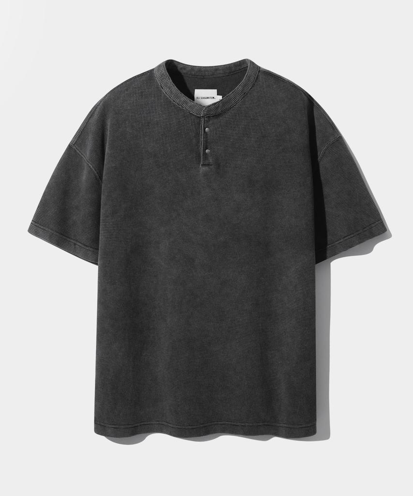Dimiteulibeullaeg Asi Essential Вафельная футболка-henley с коротким рукавом_Пигментный угольный