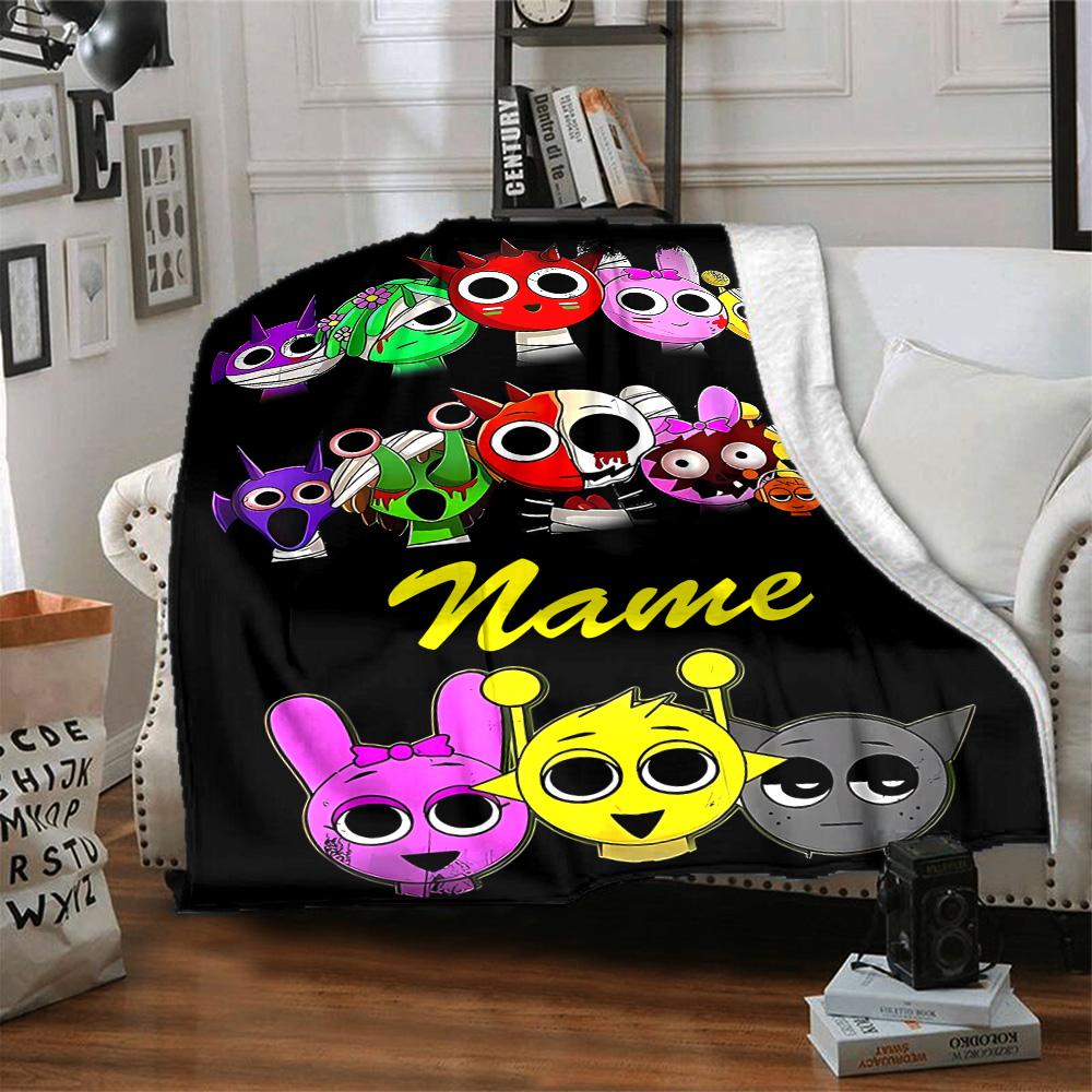 Customizable SPRUNKI7 Throw Blanket – Personalized Name, All-Season Cozy Snug Blanket, Machine Washable, Personalized Blanket