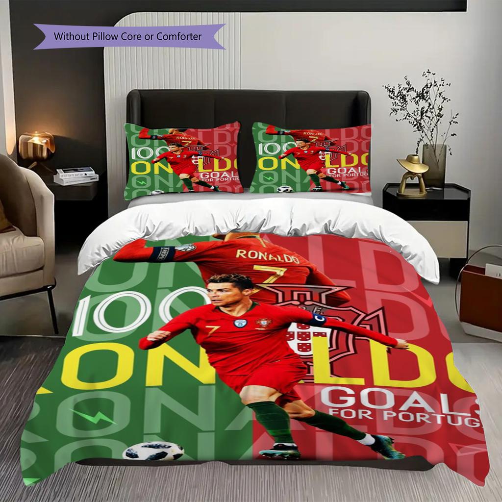 Cristiano Ronaldos Passion Field Three-piece set (1 * duvet cover + 2 * pillowcase, without core) 2D Flat Bedding set Duvet cover and pillowcase