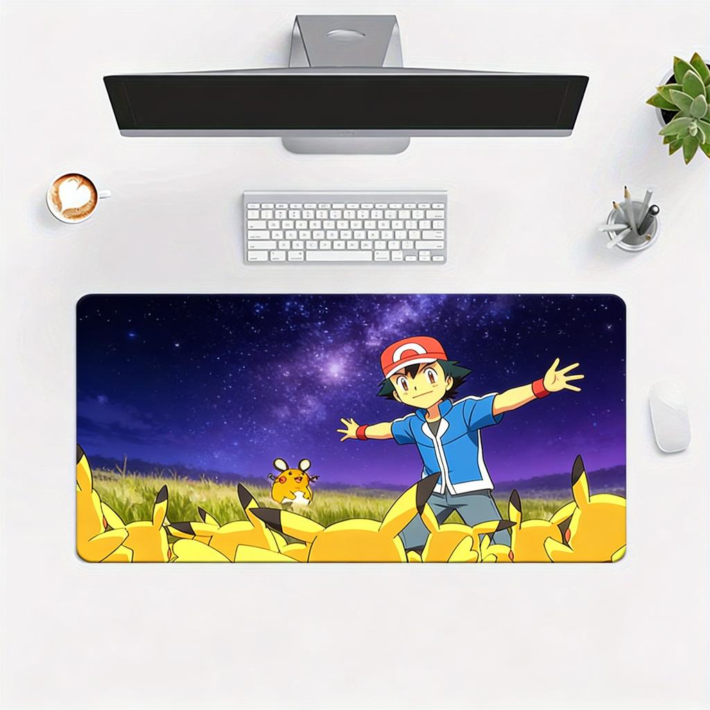 Pokemon Ash Ketchum with Pikachu Group Anime Extended Gaming Mouse Pad Large Desk Mat for PC Laptop
